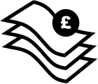 Symbol of money notes with a pound sterling sign